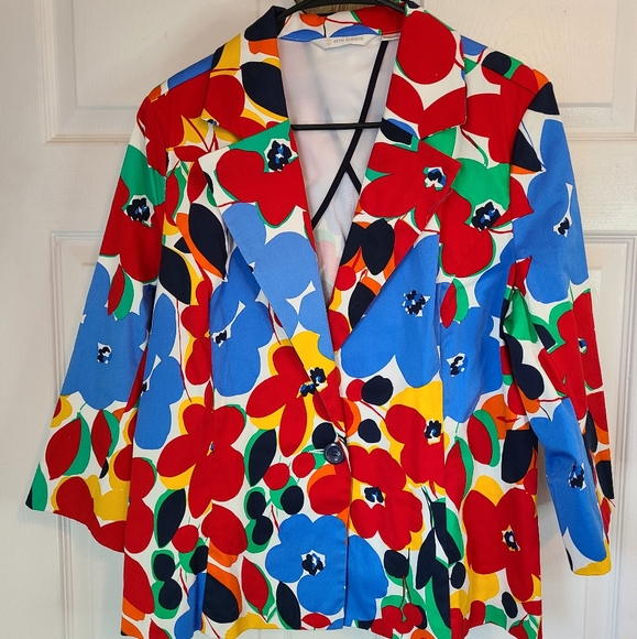 Erin London, Woman's Long Sleeve Blazer, Size: Large Color: Flower Pattern - Picture 1 of 16